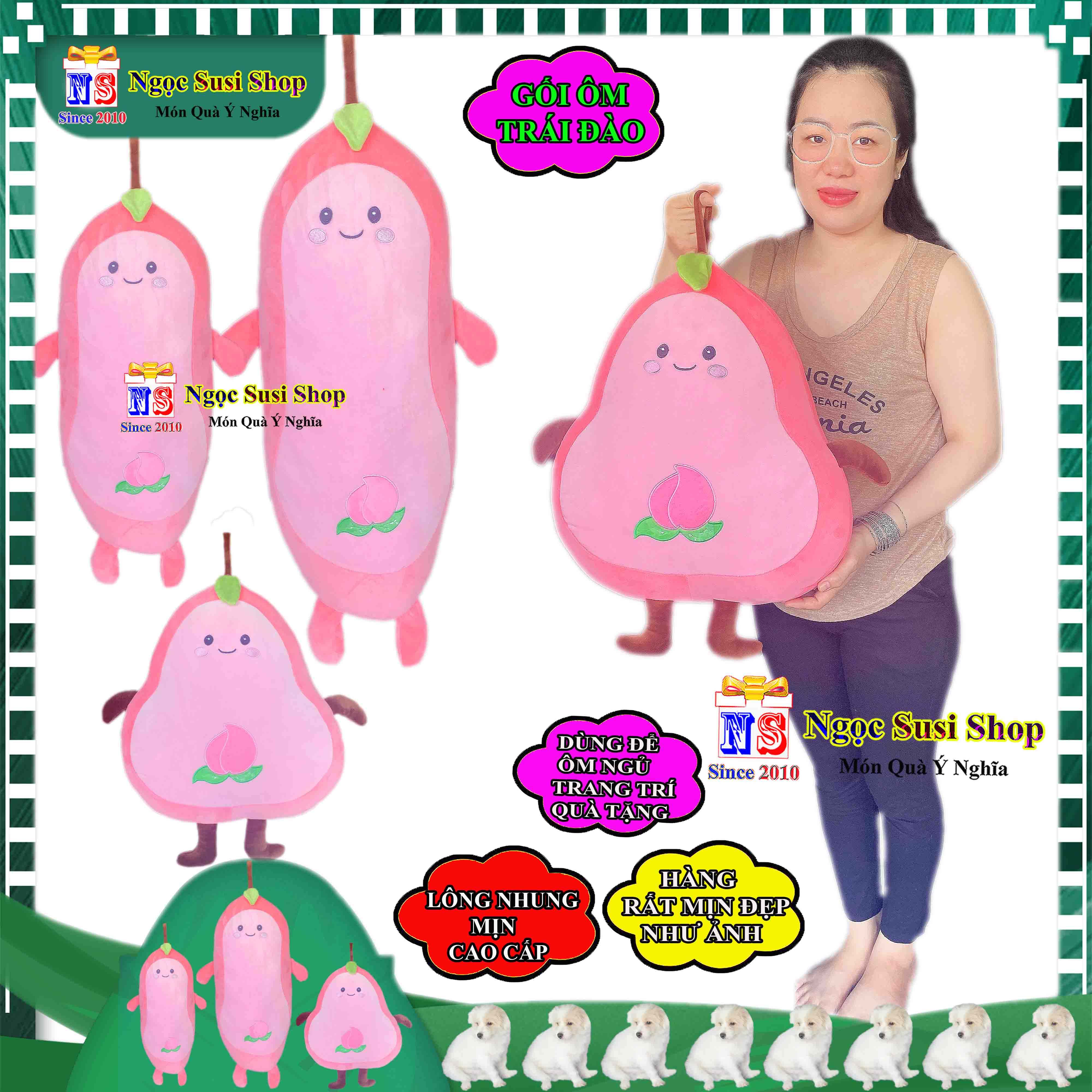 GẤU BÔNG HÌNH TRÁI ĐÀO DÙNG ÔM NGỦ TRANG TRÍ QUÀ TẶNG RẤT ĐẸP - GỐI QUẢ ĐÀO CAO CẤP