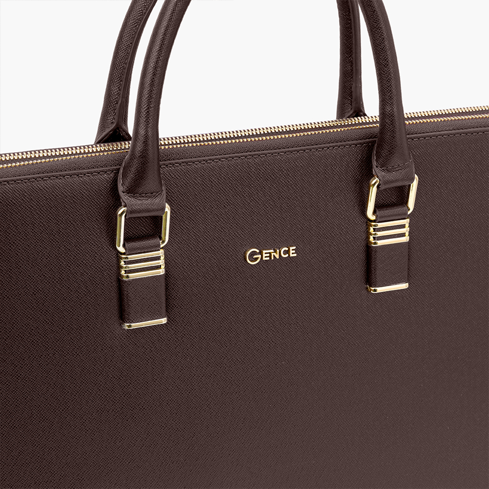 Cặp Da Công Sở Túi Xách Nam Chính Hãng GENCE CDX19 Da Bò Cao Cấp Màu Nâu