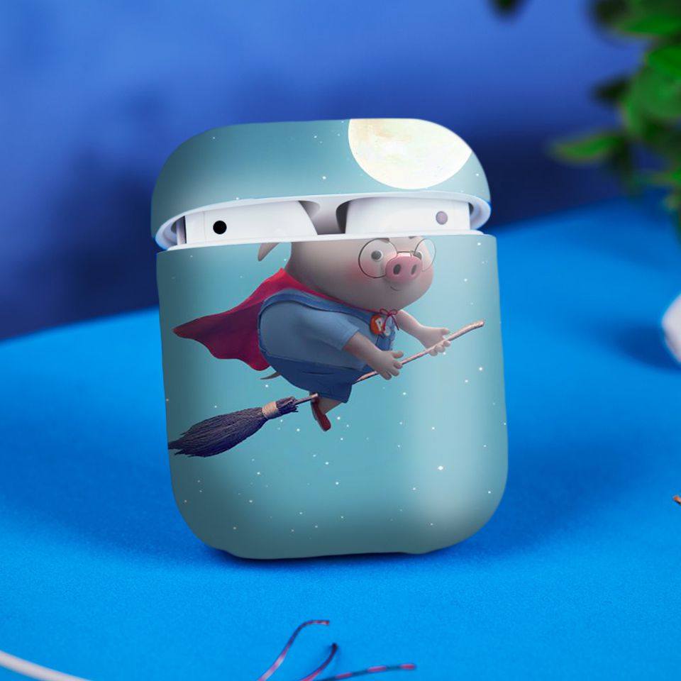 Miếng dán skin chống bẩn cho tai nghe AirPods in hình Heo con dễ thương - HEO2k19 - 093 (bản không dây 1 và 2)