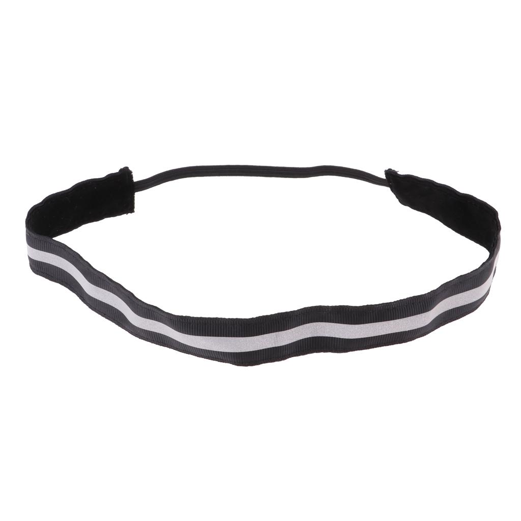 Reflective Men Women Sports Headband Gym Sweatband Hairband Black 1