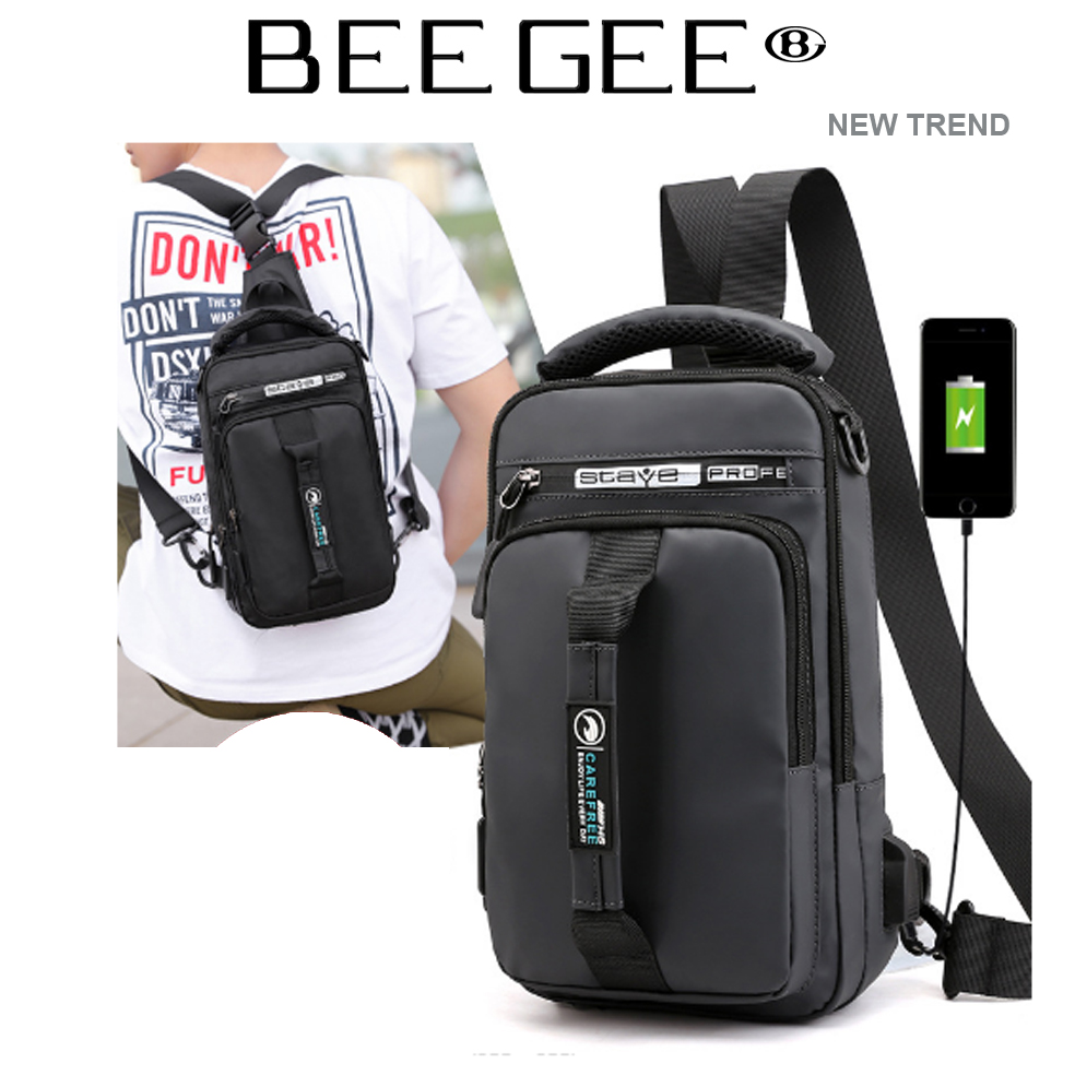 Combo Túi đeo chéo, ba lô Nam Nữ thời trang UNISEX BEE GEE 5104 tặng túi bao tử BEE GEE 130