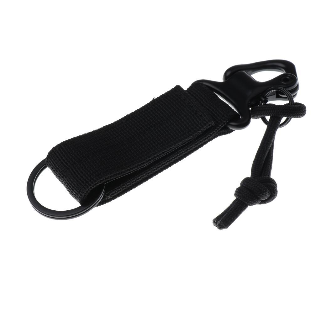 2 Pieces Nylon Multiuse Molle Belt Buckle Belt Carabiner Keychain Hook Black