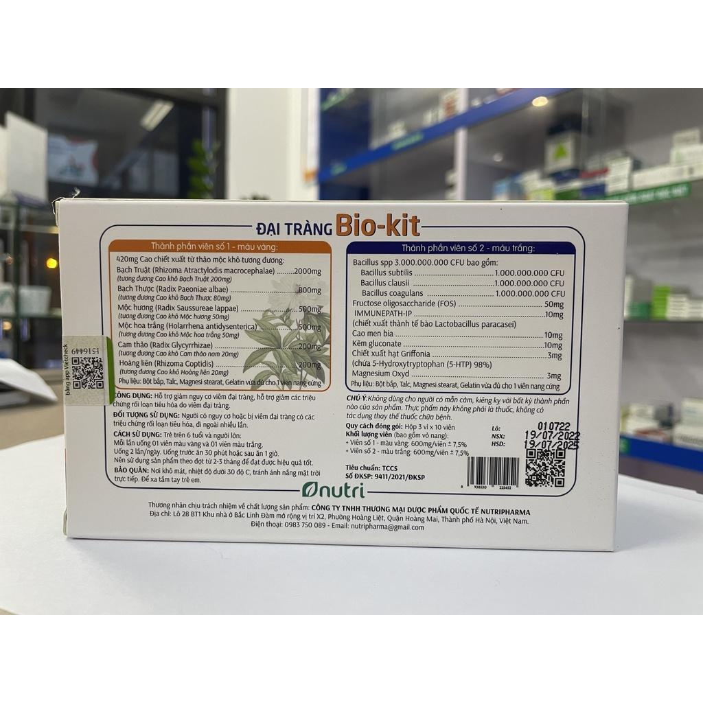 Bio-kit -Đại tràng - dùng cho người có nguy cơ hoặc bị viêm đại tràng - hộp 30 viên