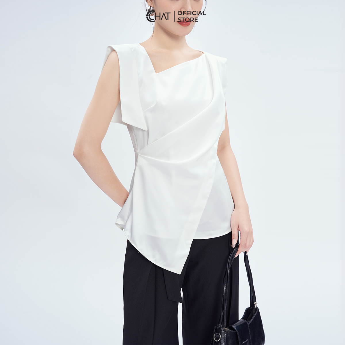 Áo Kiểu Nữ Dáng Peplum Sát Nách Tay Nhê Chất Lụa Cao Cấp 53ASL2002PT