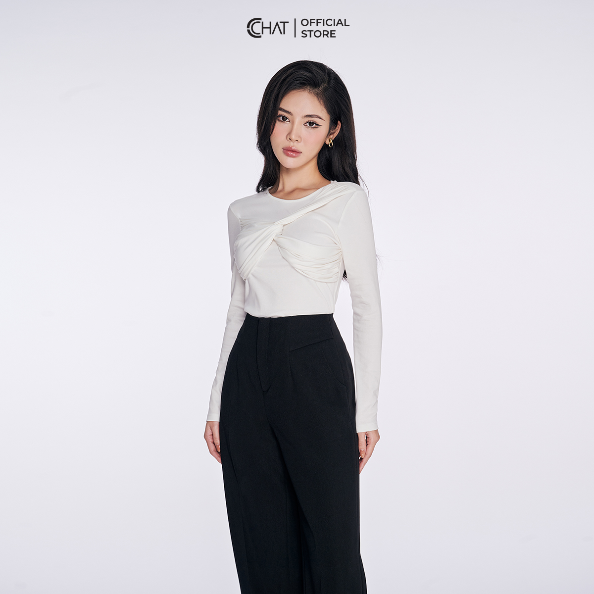 Quần Ống Rộng Dáng Suông Cạp Liền Chất Tuytsi Phong Cách Thanh Lịch 22QDS2032ST