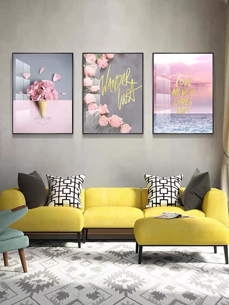 Bộ Tranh Hoa Lá Tráng Gương Treo Phòng Khách Cầu Thang. Phòng Ngủ Tặng Kèm Đinh Treo Không Cần Khoan Tường