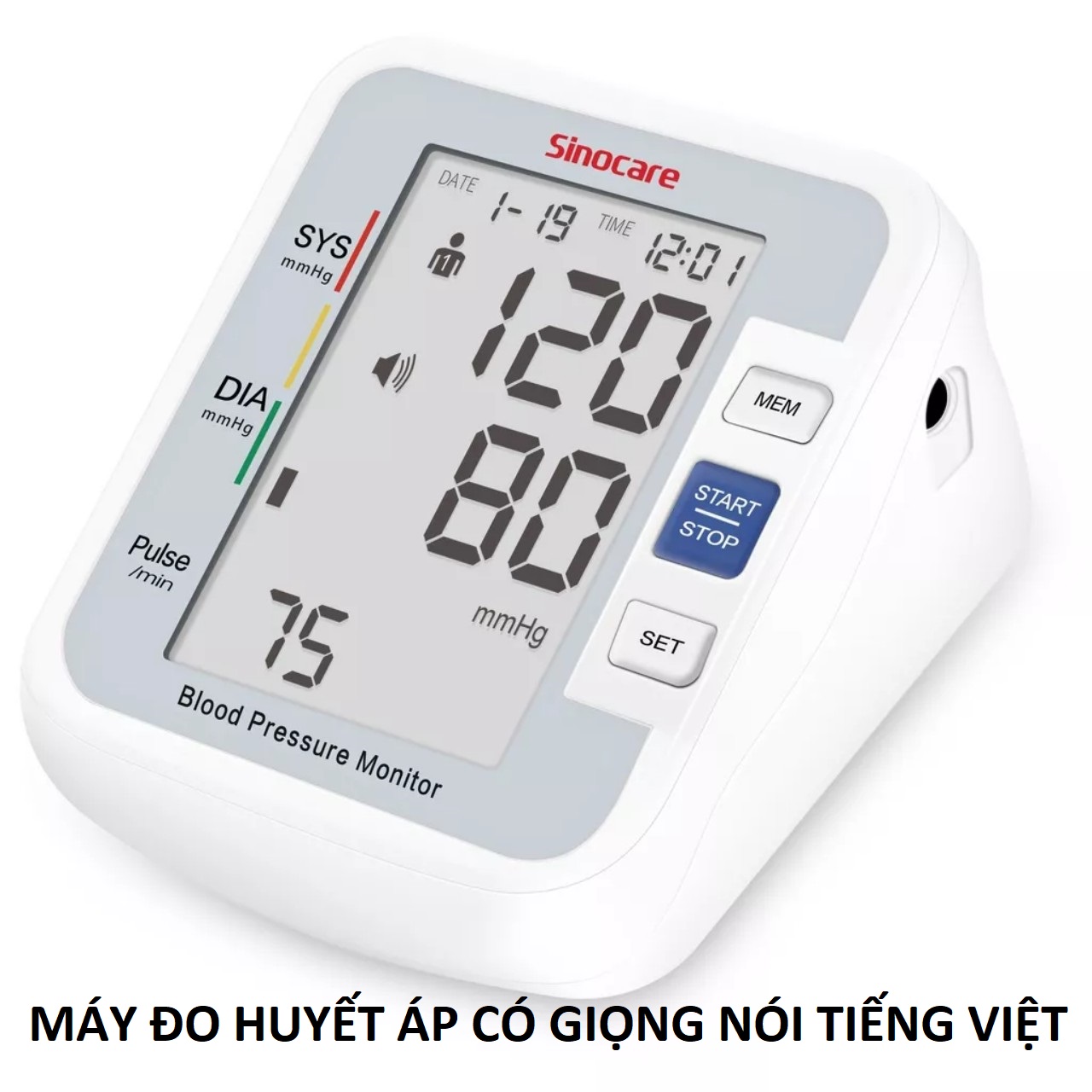 Máy đo huyết áp Sinocare thông minh tự động có giọng nói hướng dẫn tiếng việt