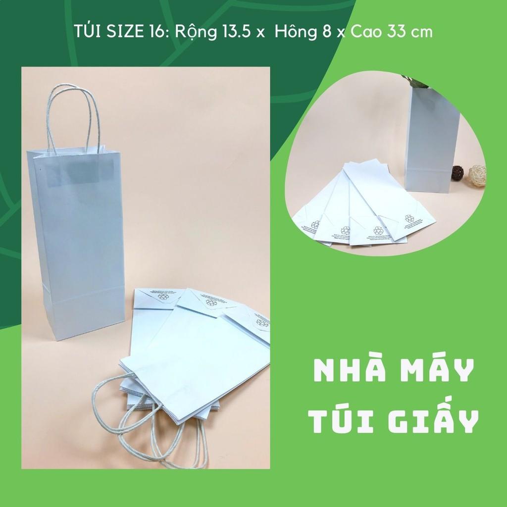 10 CHIẾC TÚI GIẤY KRAFT SIZE 16: 13.5x8x33 MÀU TRẮNG CÓ QUAI ( ẢNH THẬT)