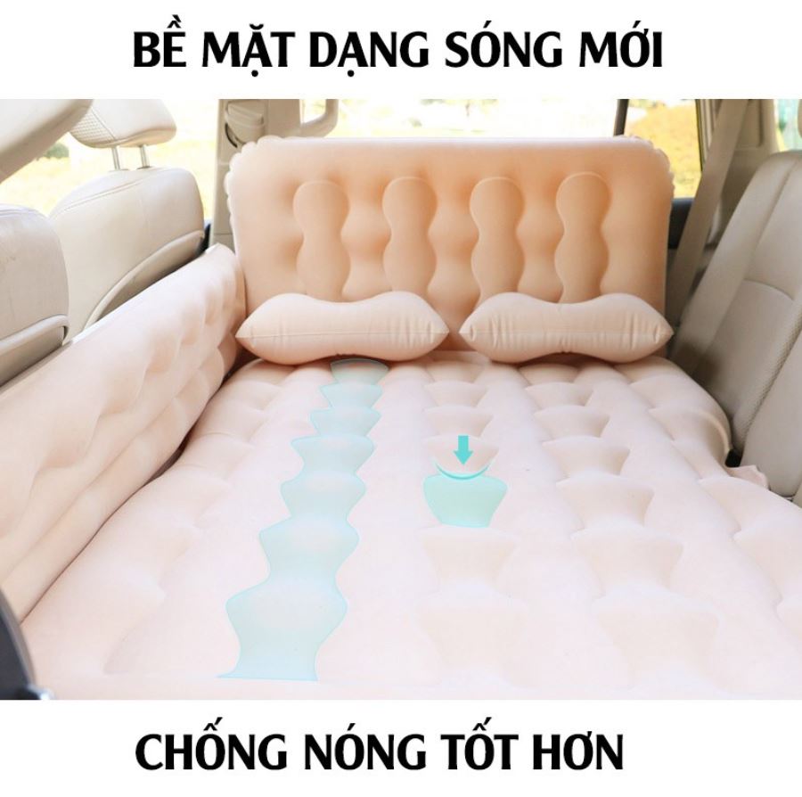 Đệm Hơi Ô Tô Cao Cấp PHIÊN BẢN ĐẶC BIỆT cho Xe Hơi 4 đến 7 chỗ - Nệm Giường Hơi Ô Tô Chống Nóng Lưng (vải nhung, chân nệm rời, tựa lưng, chặn trẻ em)