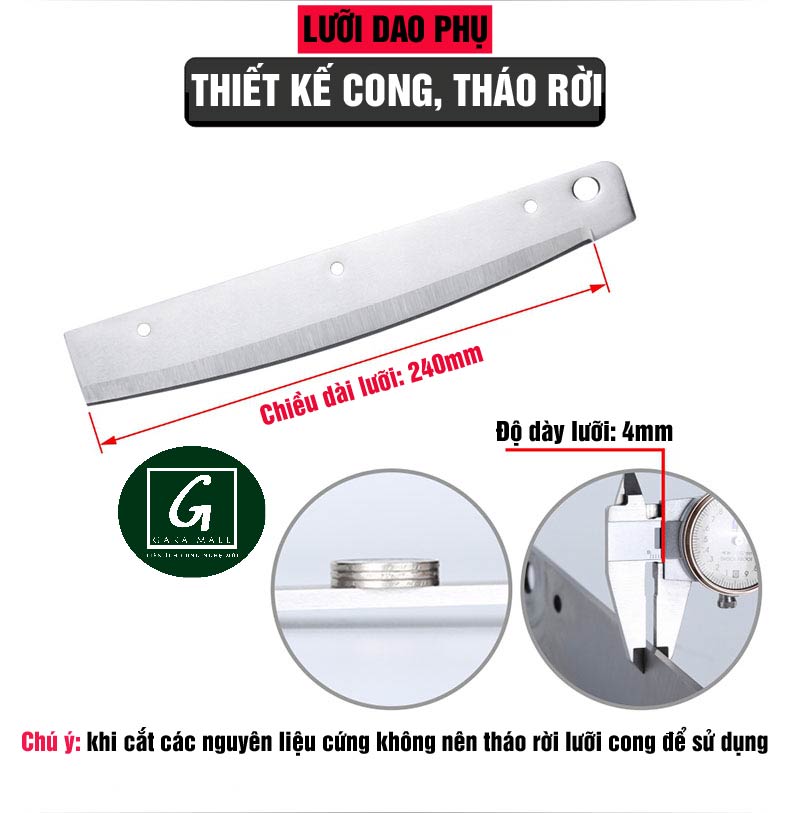 Dao Chặt Thịt Gà, Thái Thịt Bò Đông Lạnh, Cắt Chân Giò, Thái Thuốc Bắc KD0288, 2 Lưỡi Thép 30CR13, Inox 430 - Tặng Tay Mài KD0315