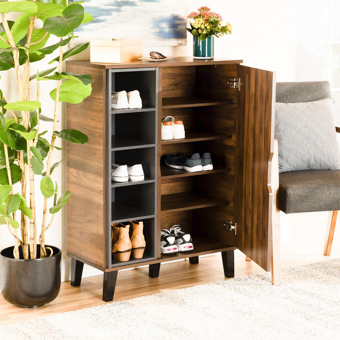 Tủ gỗ để giày hiện đại SMLIFE Rakul | Gỗ MDF dày 17mm chống ẩm | D80xR35xC120cm