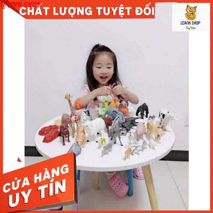 Đồ chơi mô hình con vật cho bé khám phá thế giới, bộ thế giới động vật và cây cối 58 chi tiết có hộp đựng