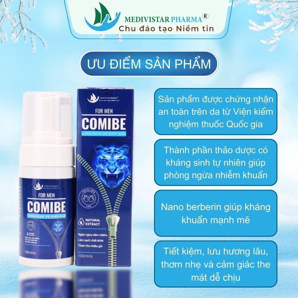 Dung dịch vệ sinh nam Comibe làm sạch và thơm 24h hỗ trợ giảm ngứa, phòng ngừa viêm nhiễm vùng da nhạy cảm, Lọ 100ml