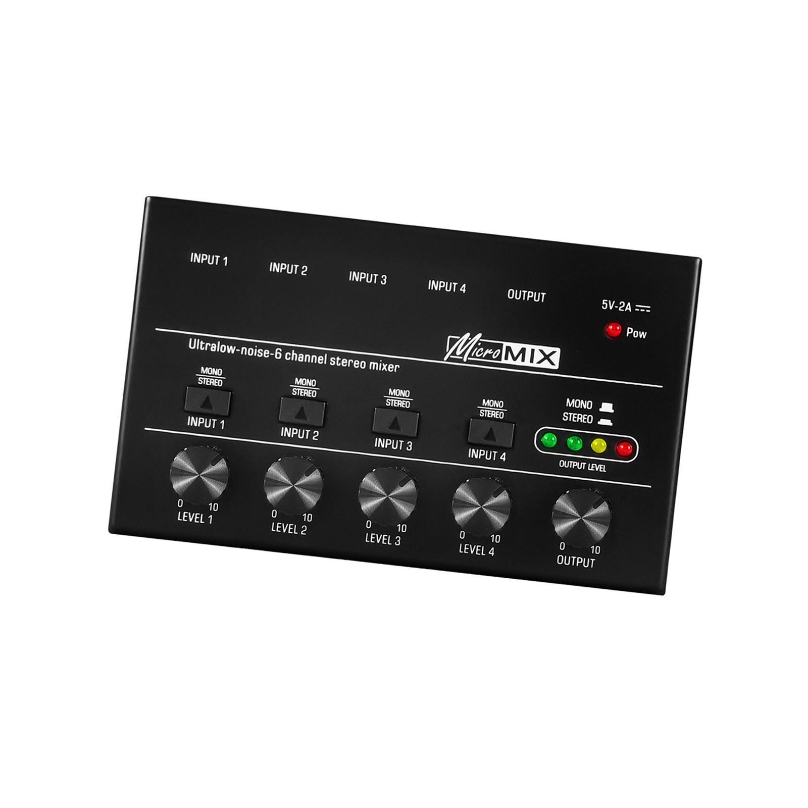 4 Channel Audio Mixer Music Recording Equipment Mini 6.3mm Equalizer Mixing Console Stereo Mixer for Club Computer Live and Studio Player