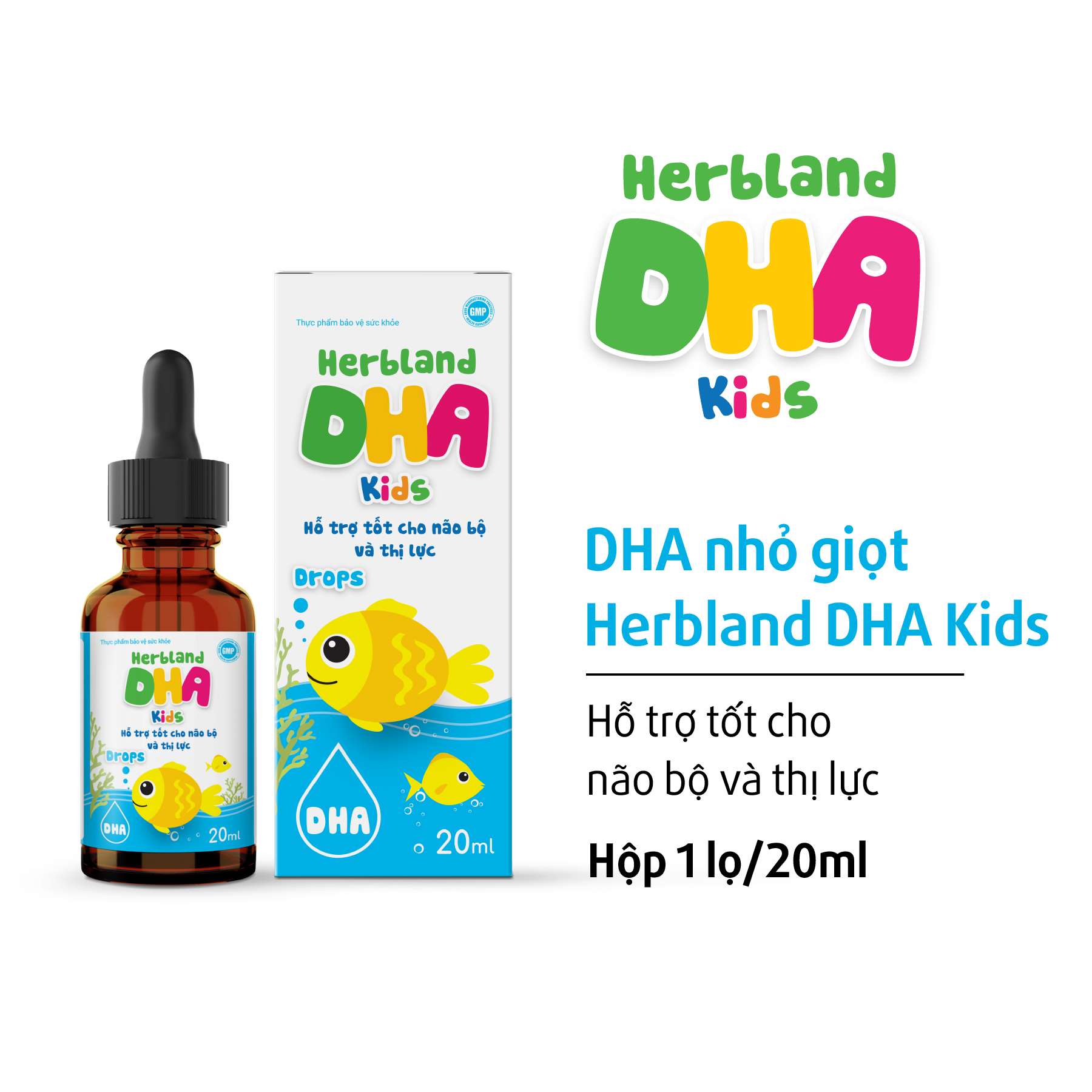 Herbland DHA Kids hỗ trợ tốt cho sự phát triển trí não và thị lực hộp 1 lọ x 20ml