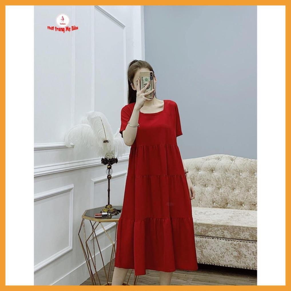 Váy bầu thiết kế baby cổ vuông ( ảnh thật) (shop Tatoco
