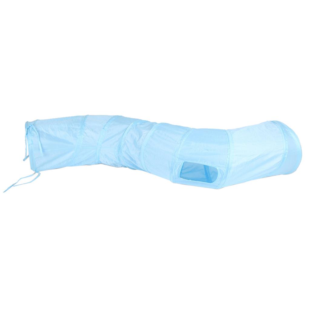 Collapsible S Shape Crinkle Cat Toy Tube for Cats Dogs Rabbit Hamster Blue