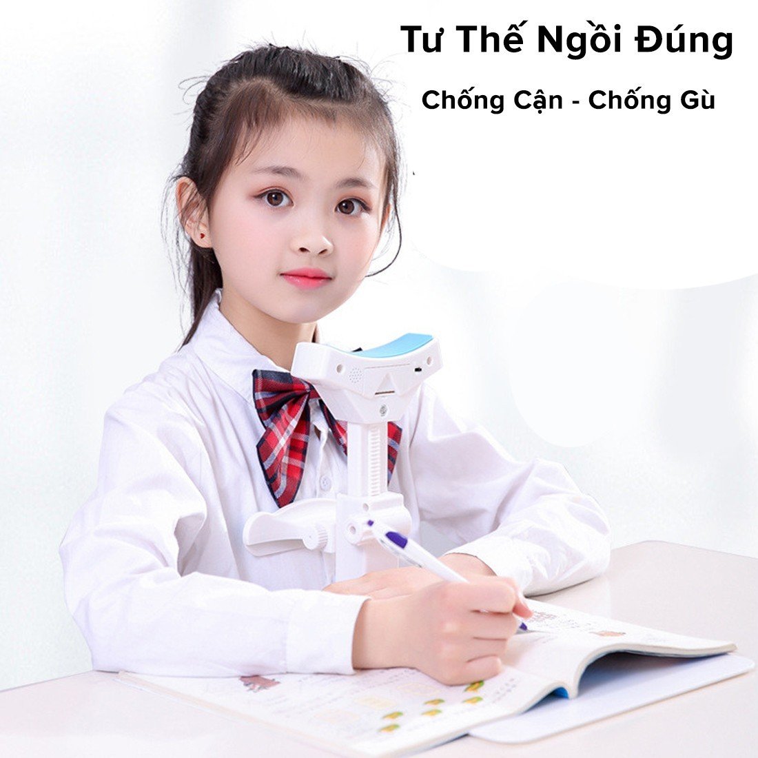 Bộ Giá Đỡ Cằm Chống Cận Thị Cải Tiến PRO Dụng Cụ Chống Gù Giúp Ngồi Thẳng Lưng Tặng 3 Con Cá Heo Luyện Chữ - Chính Hãng dododios