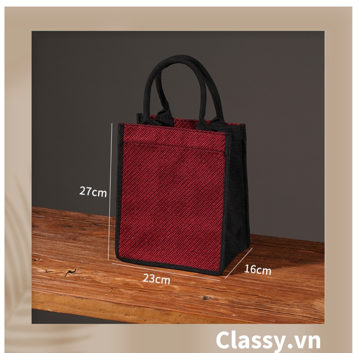Túi Đay Trơn Retro hình trụ đứng, Kiểu dáng Vintage - Sản phẩm thân thiện với Môi trường T239
