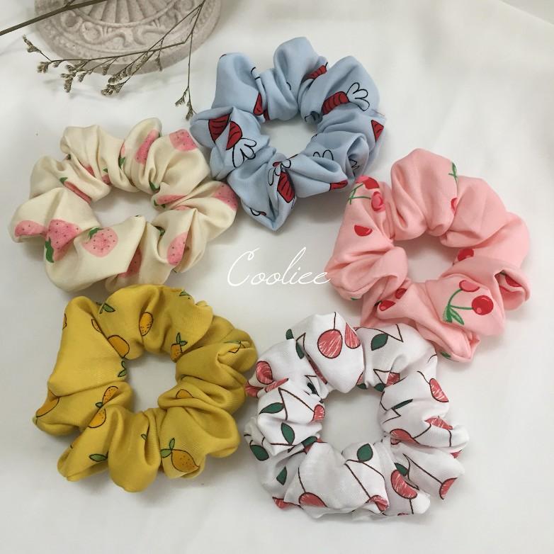 Dây cột tóc scrunchies hoa quả dâu, bơ, cà rốt, lê, chanh, cherry