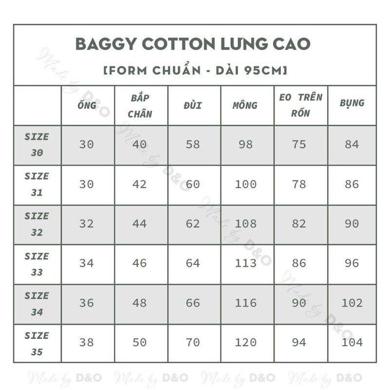 Quần baggy lưng cao có bigsize 26/35