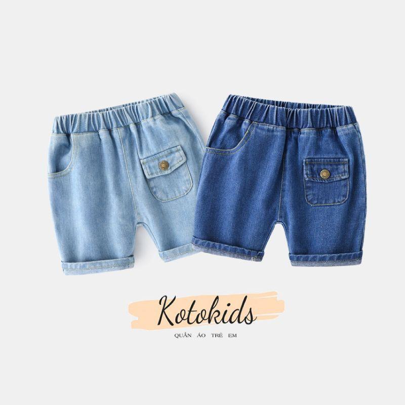 Quần short Jean có khuy cho bé WELLKIDS túi hộp chất bò mềm hàng xuất Âu Mỹ KZ3057