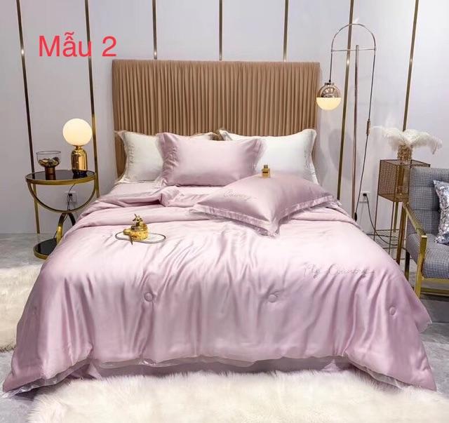 Bộ lụa thêu tencel 60S chăn trần FLY COUNTRY