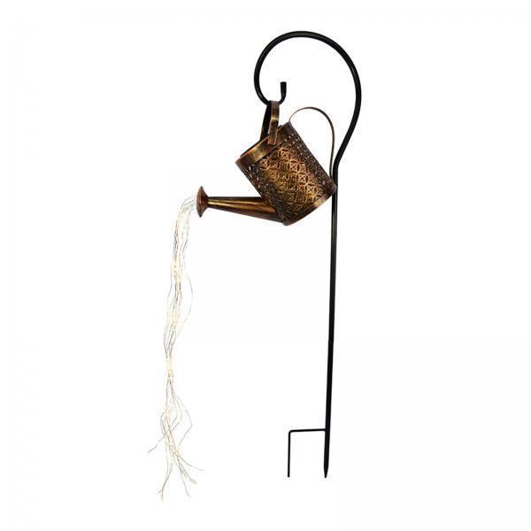 2X Creative Garden Watering Can String Light Solar Lamp Decor With Stand Rack