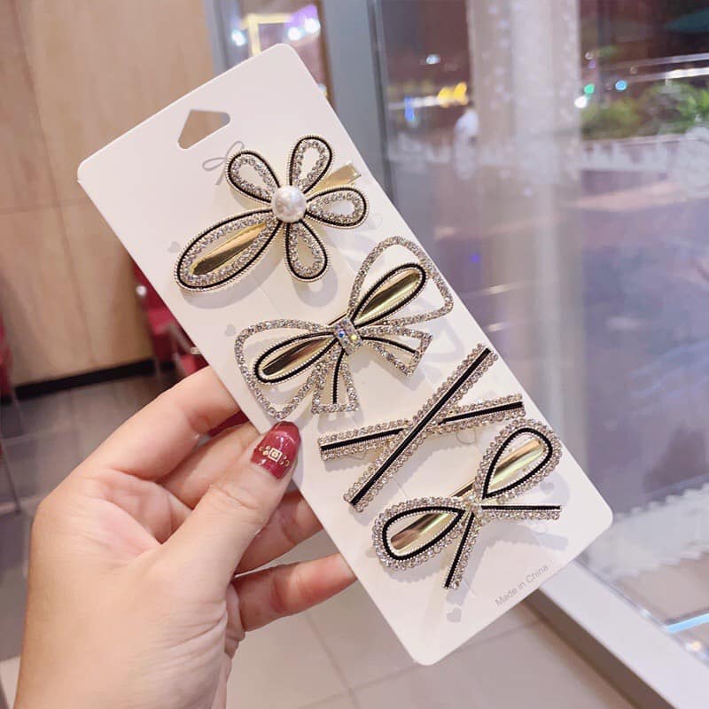 SET 4 KẸP TÓC NƠ LẤP LÁNH HÀN QUỐC SIÊU ĐẸP
