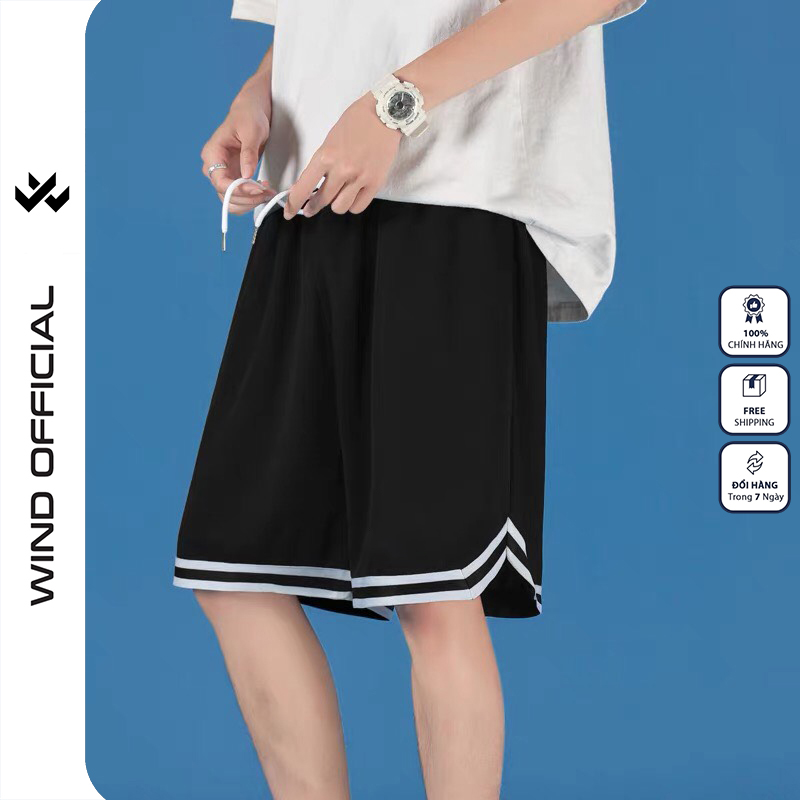 Quần short thun unisex Wind form rộng bóng chày Chữ V lửng nam nữ oversize ulzzang