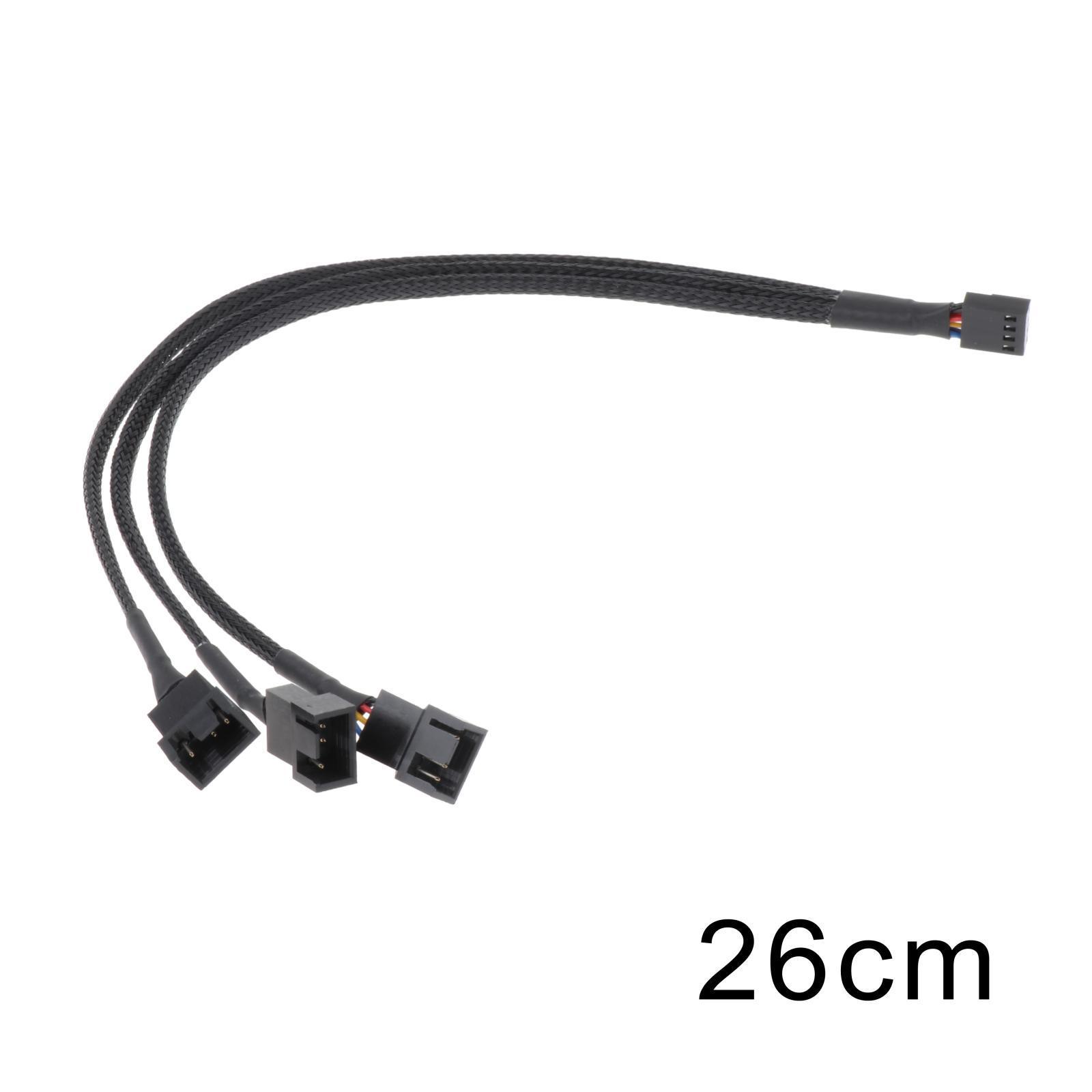 4 Pin PWM Splitter Cable Sleeved Splitter PC Cable CPU Cooling Fans Accessory High Performance PC Computer 26cm Cord Black