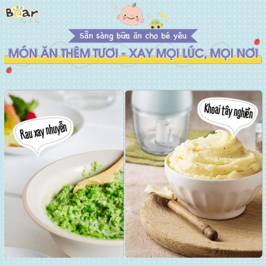 Máy xay thịt mini cho bé ăn dặm Bear 0.3L-0.6L thiết kế nhỏ gọn tiện dụng, Anh Lam Store - Hàng nhập khẩu