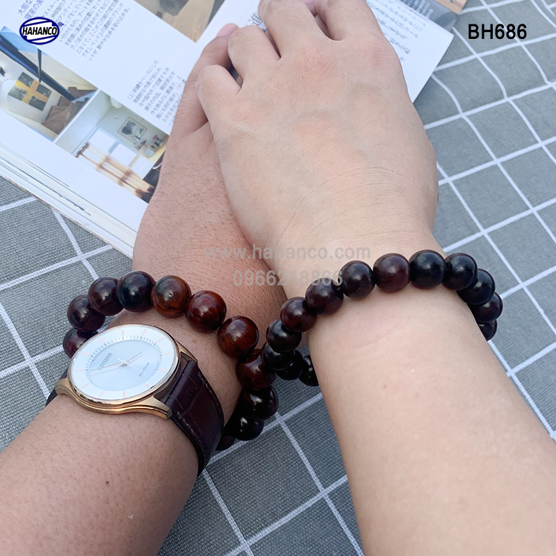 Vòng gỗ Trắc nhẵn bóng tự nhiên (Đủ size) bình an và may mắn (BH686) bền vĩnh viễn - Bracelets of HAHANCO