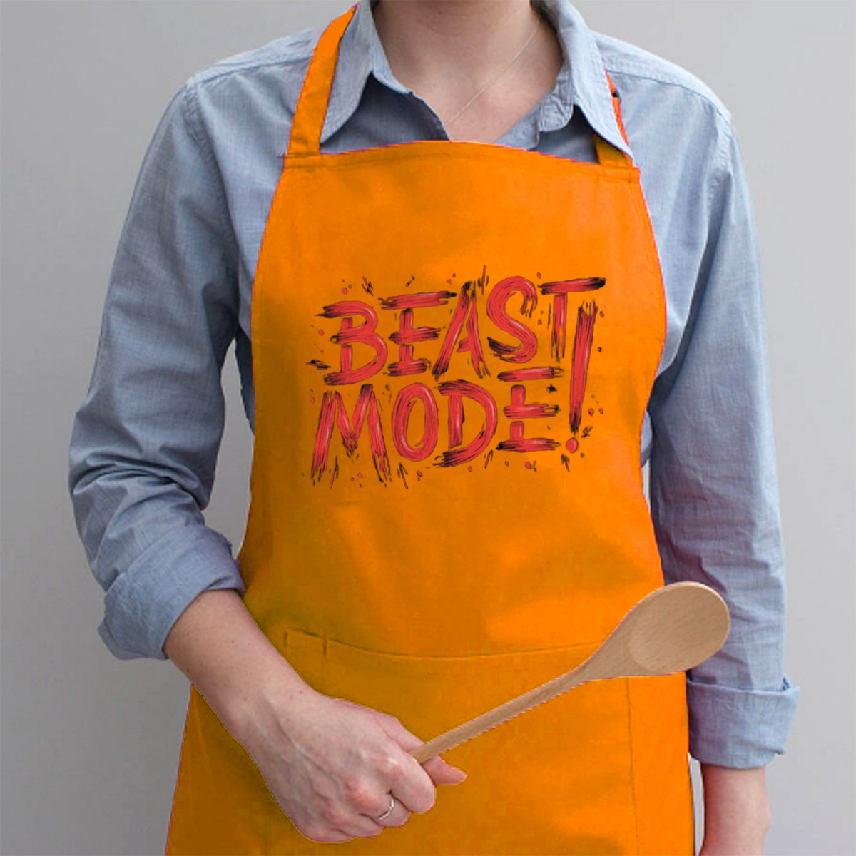 Tạp Dề Làm Bếp In họa tiết Beast mode màu đỏ