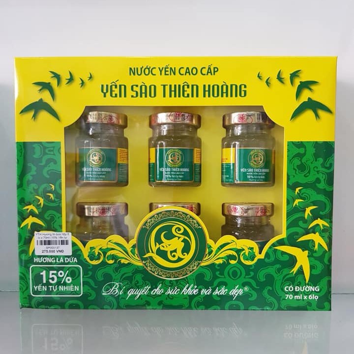 Nước Yến sào Thiên Hoàng hộp [6 lọ] [12-15% yến tự nhiên