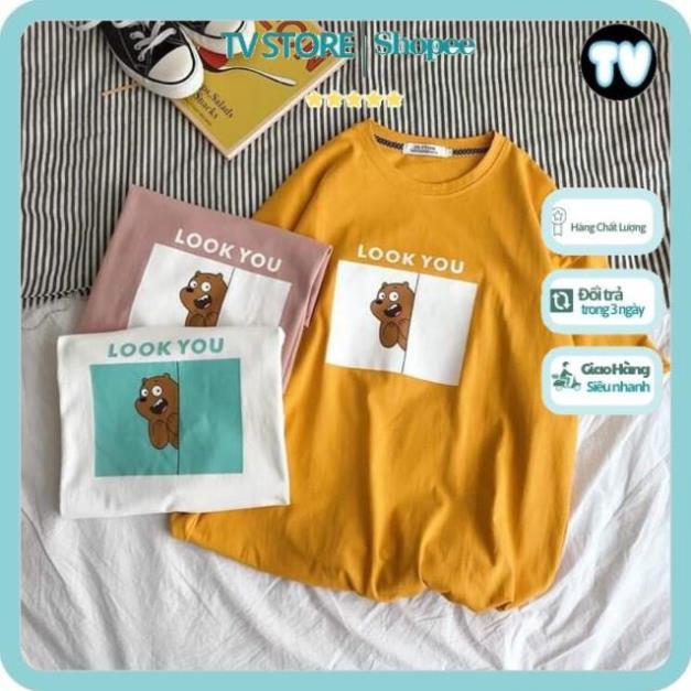 Áo Phông Unisex TVSTORE Áo thun tay lỡ form rộng unisex - phông nam nữ oversize - T shirt Gấu look you a