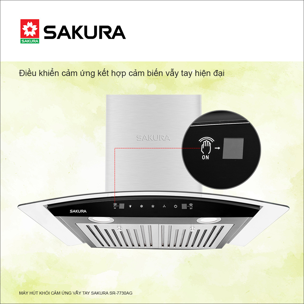 Máy Hút Khói SAKURA Áp Tường, Cảm Ứng Vẫy Tay SR-7730AG - Hàng Chính Hãng