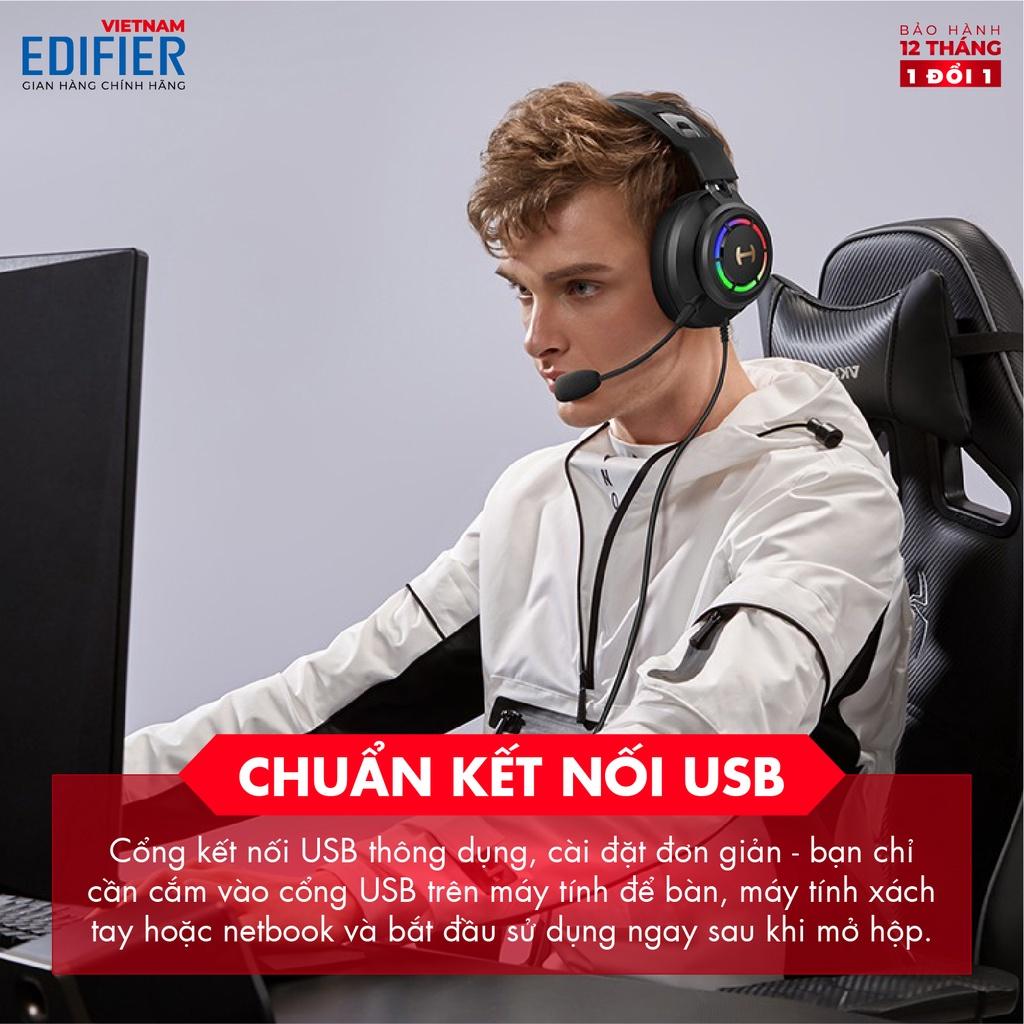 Tai nghe Gaming EDIFIER G35 Âm thanh vòm 7.1 Đèn LED RGB, Micro khử tiếng ồn Chân cắm USB - Hàng chính hãng