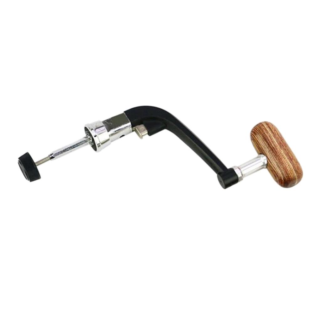 Metal Spinning Fishing Reel Handle Rocker Arm Wooden Crank Handle Black L
