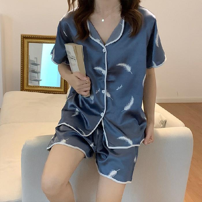 Pijama - Đồ Bộ Ngủ Nữ Cộc Nhiều Màu Vải Lụa Viền Đen Họa Tiết mã CCLP09