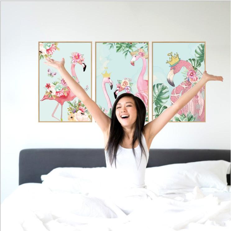 Decal trang trí tường - 3 khung ảnh Cò Hồng phong cách hiện đại