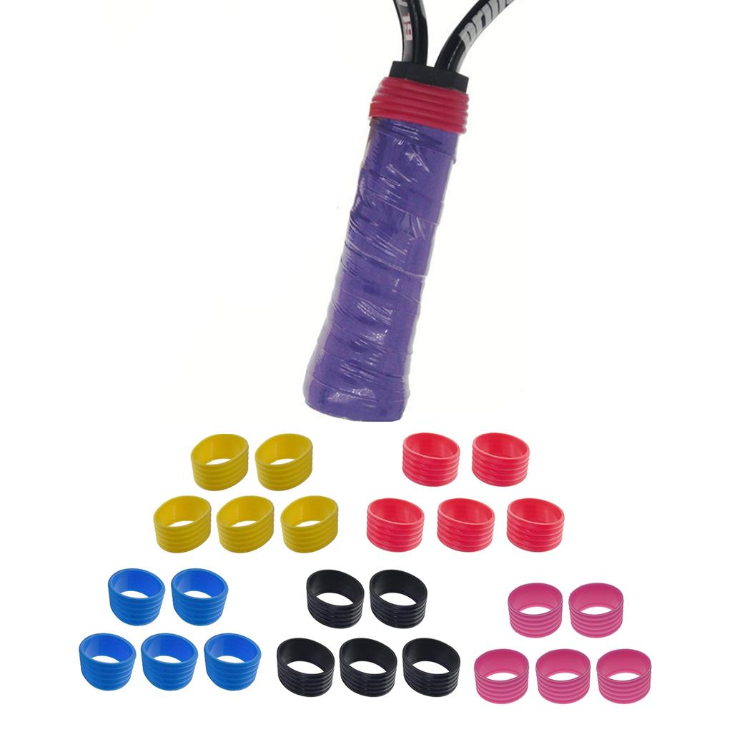 20 Pieces Racquet Grip Ring Badminton Silicone Handle Fix Ring with 4 Color