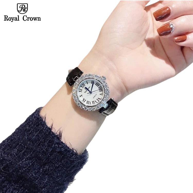 Đồng Hồ Nữ Chính Hãng Dây Da Royal Crown 6305 Chống Nước Chống Xước