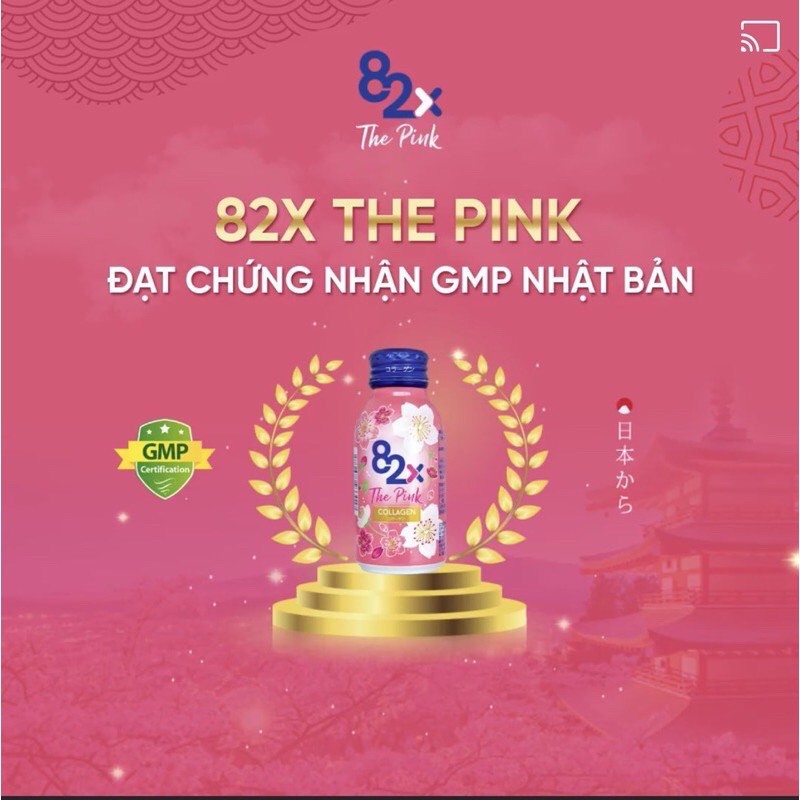 Combo 2 hộp 82X The Pink Collagen 100ml, 1000mg Collagen, Nước Uống Đẹp Da Tràn Năng Lượng Từ Nhật Bản