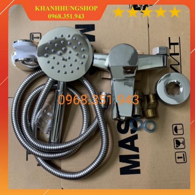 Củ sen tắm nóng lạnh kèm tay sen inox bóng kiểu tròn