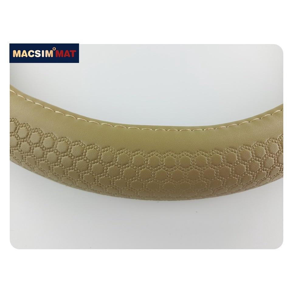 Bọc vô lăng cao cấp Macsim mã L618 mới chất liệu da thật - Khâu tay 100% size M màu be, màu cà phê