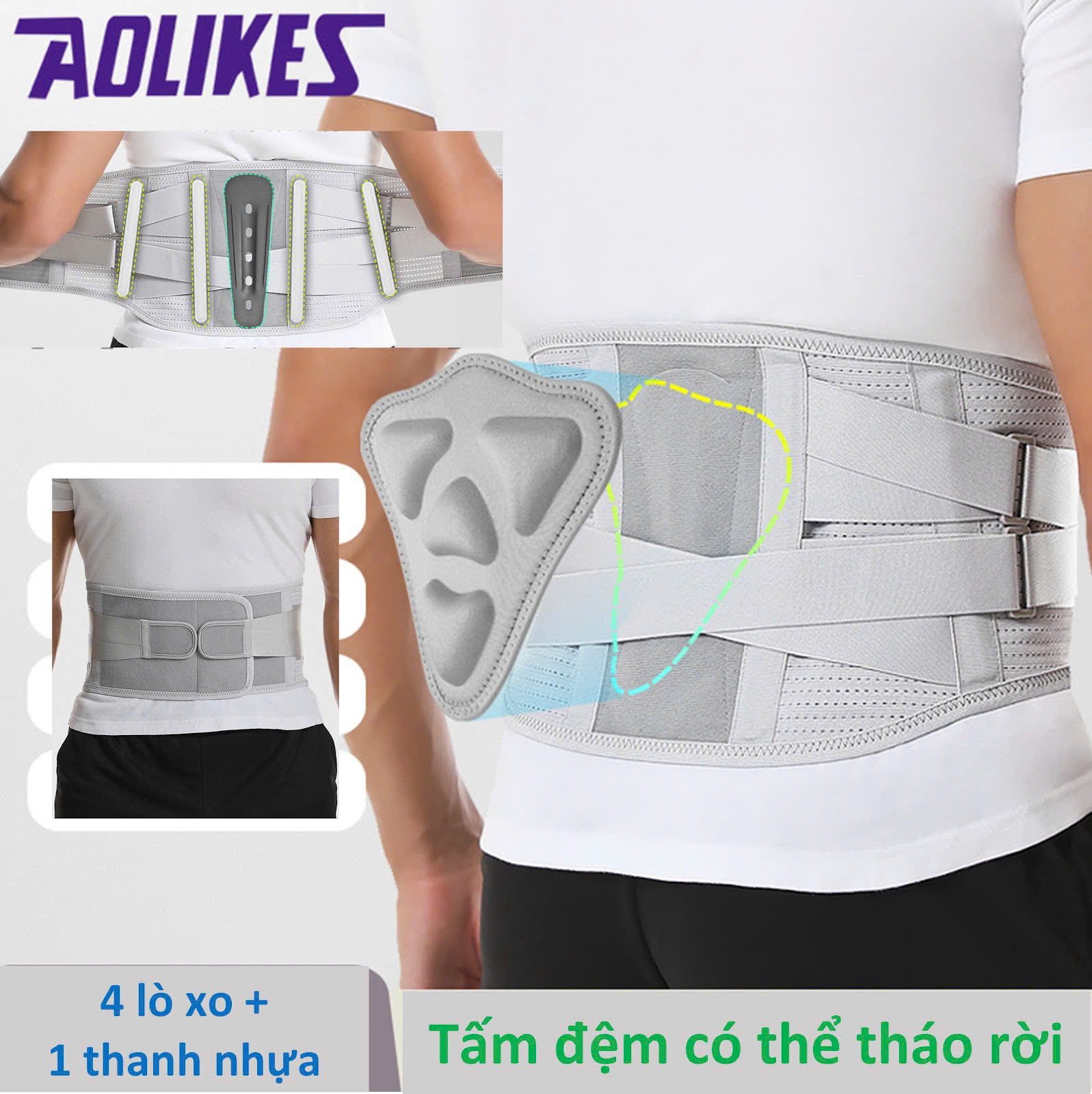 Đai Lưng, Nẹp Lưng Mới Giảm Đau Lưng Định Hình Cột Sống, Cải Thiện Thoái Hóa Thoát Vị Thoáng Khí Cho Nam Nữ AOLIKES- 7895