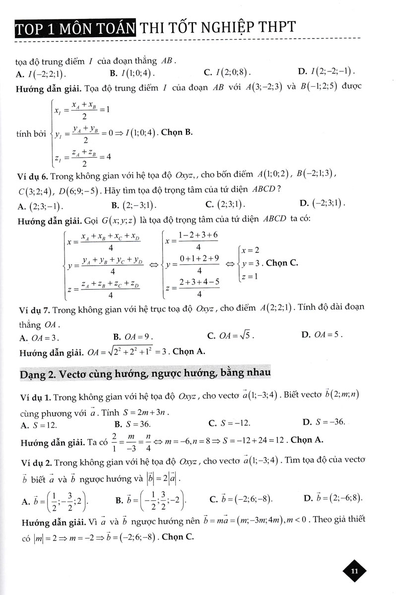 Top 1 THPT Phương Pháp Tọa Độ Trong Không Gian OXYZ - TCD