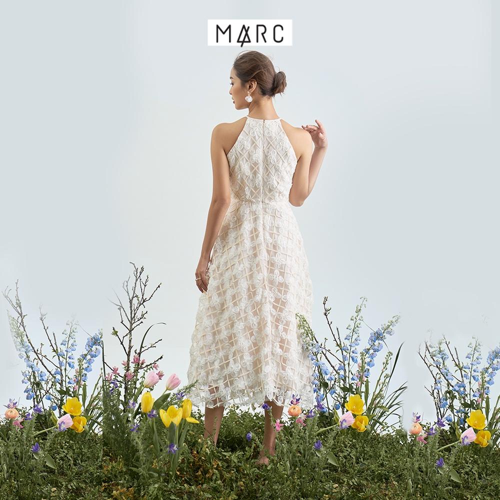 Đầm midi nữ MARC FASHION cổ yếm phối ren TRVH110122