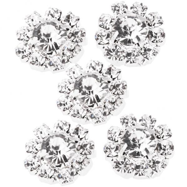 5-8pack 10 Pieces Rhinestone Flower Sewing Buttons DIY Crafts 16mm Silver